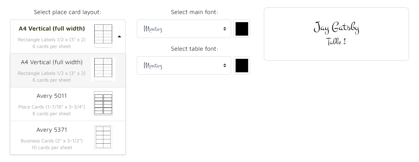 How To Print Place Cards